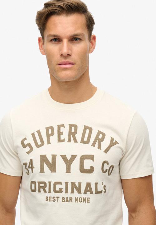 Superdry. - Embroidered Script Graphic Tee - Vintage Cream