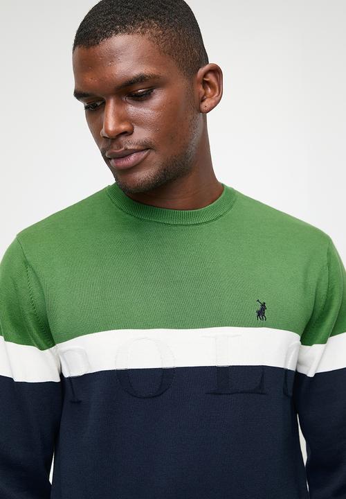 POLO - Mens Colourblock Long sleeve Knitwear - Navy