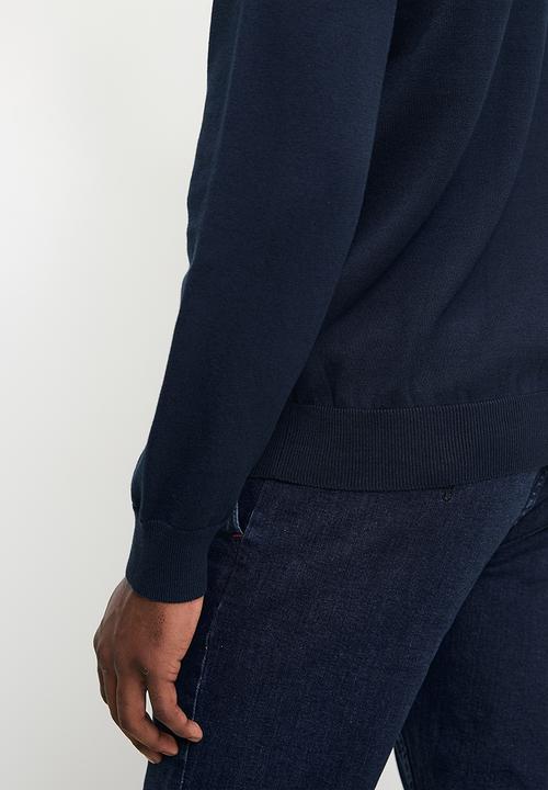 POLO - Mens Colourblock Long sleeve Knitwear - Navy