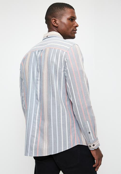 Ben Sherman - Ivy Sripe Oxford Long Sleeve-Mood Indigo