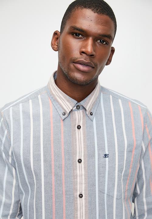 Ben Sherman - Ivy Sripe Oxford Long Sleeve-Mood Indigo