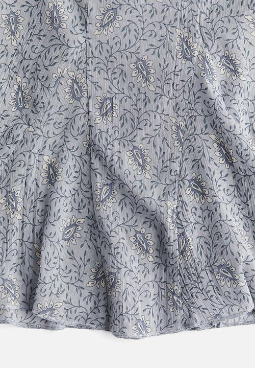 H&M - Flared mini skirt - light grey & patterned 