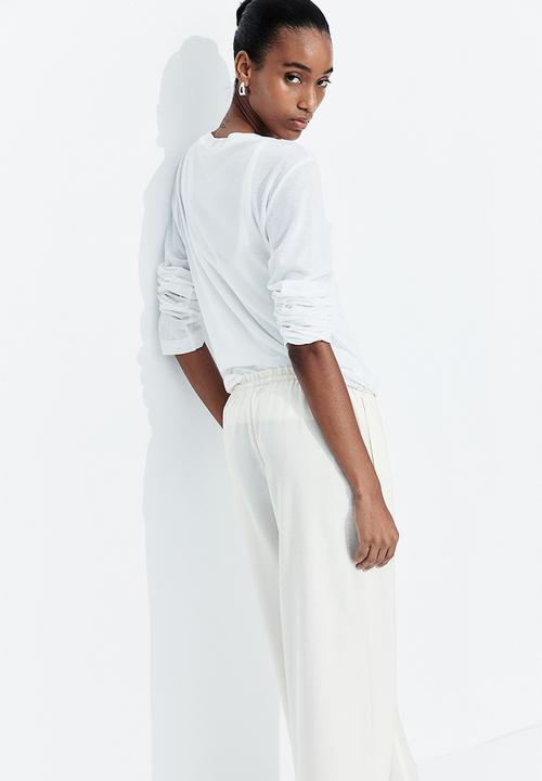 H&M - Straight drawstring trousers - cream