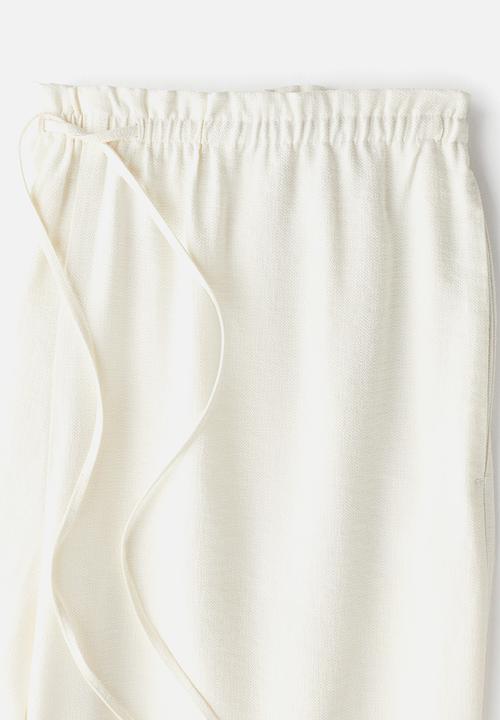 H&M - Straight drawstring trousers - cream