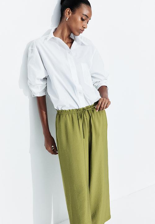 H&M - Straight drawstring trousers - olive green