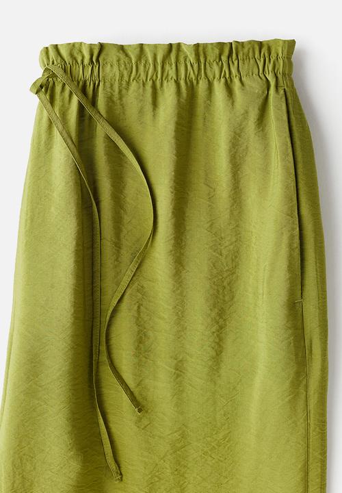 H&M - Straight drawstring trousers - olive green