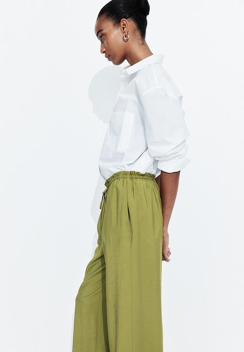 H&M - Straight drawstring trousers - olive green