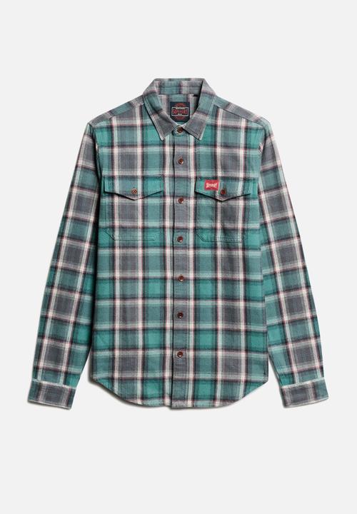 Superdry. - Cotton Worker Check Shirt - Yosemite Check Blue