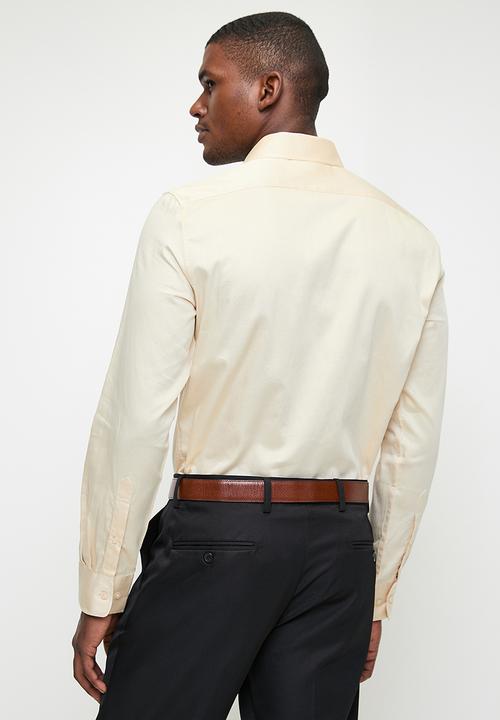 POLO - Mens Essential Sateen Long Sleeve Shirt - Stone