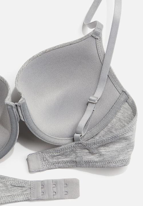 H&M - Cotton push-up bra - light grey marl
