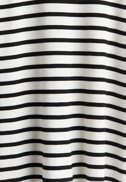 H&M - Square-neck top - white & black striped 