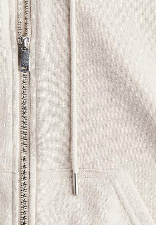 H&M - Zip-through hoodie - light beige