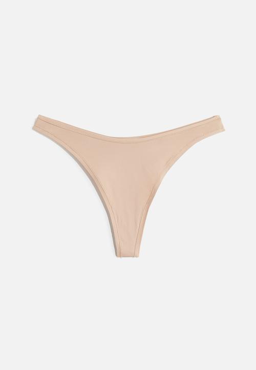 H&M - 3-Pack microfibre thong briefs - beige