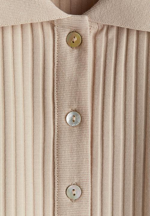 H&M - Ribbed polo shirt - beige