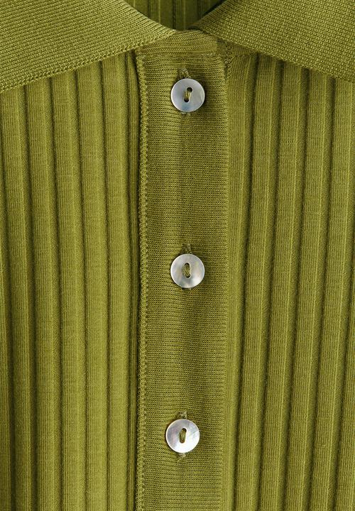 H&M - Ribbed polo shirt - olive green