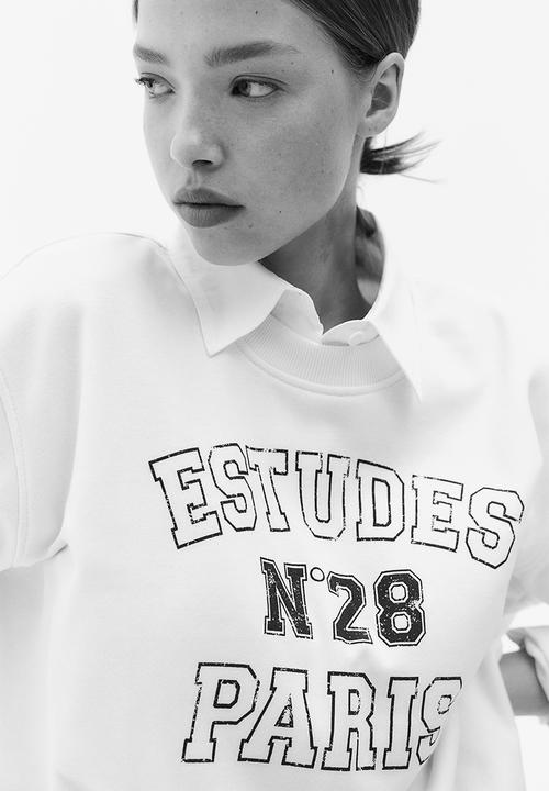 H&M - Oversized motif-front sweatshirt - cream & paris