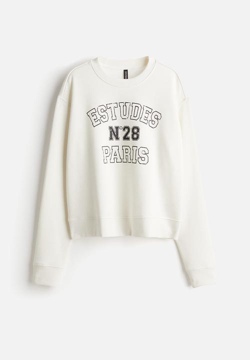 H&M - Oversized motif-front sweatshirt - cream & paris