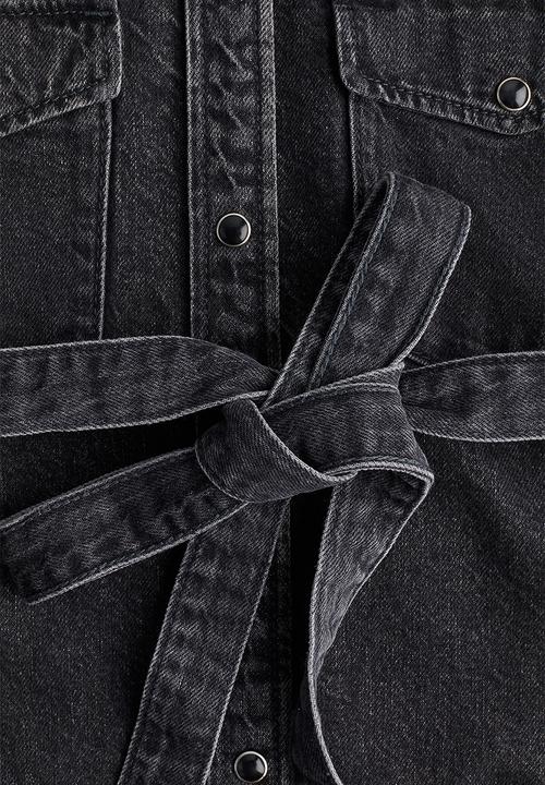 H&M - Mama tie-belt denim shirt - dark denim grey