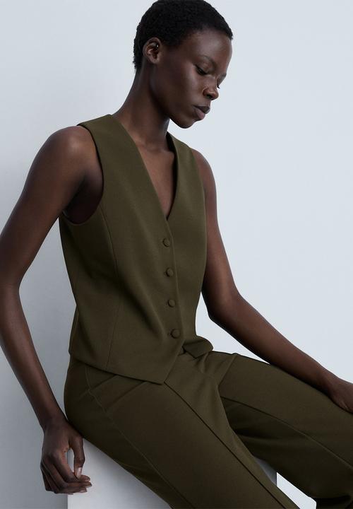 MANGO - Vest avaya - beige/ khaki