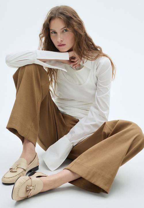 MANGO - Isi leather loafer - light beige