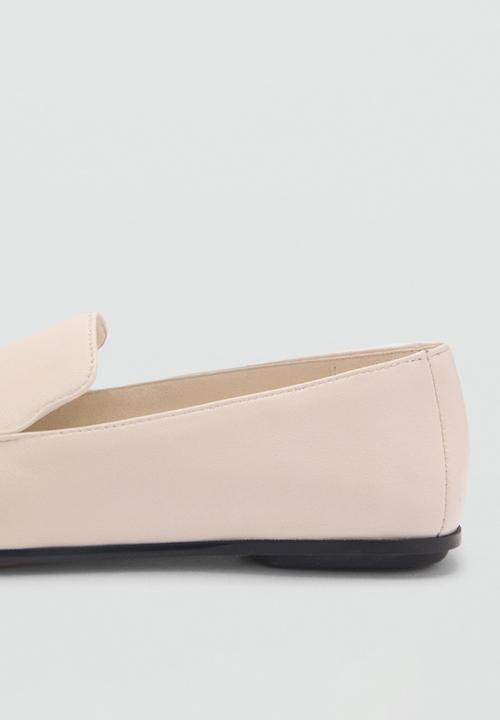 MANGO - Round leather loafer - white