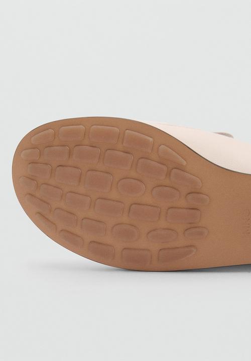 MANGO - Round leather loafer - white