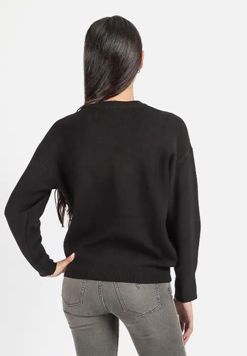 GUESS - Laura Logo Rn Ls Swtr - Jet Black