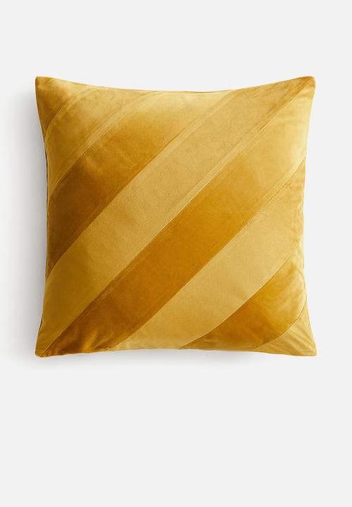 Striped velvet cushion cover - yellow/striped