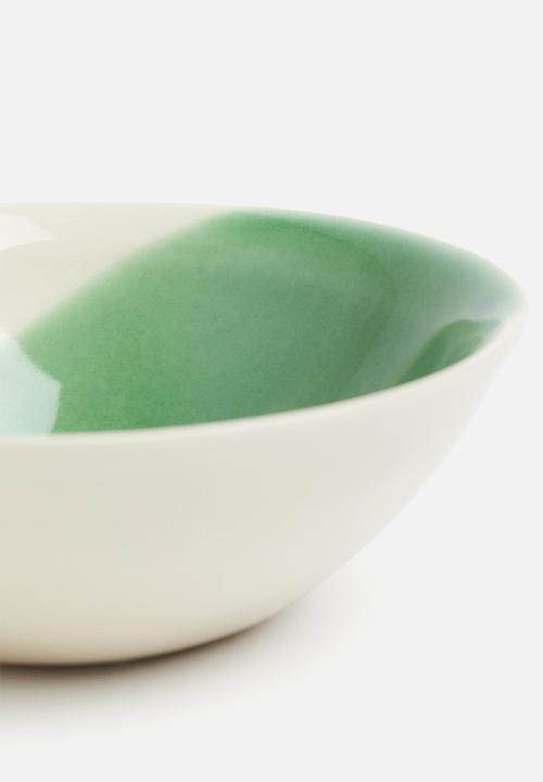 H&M - Hand-painted stoneware bowl - green/two-toned