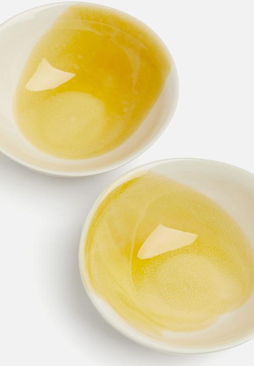 H&M - Hand-painted stoneware bowl - yellow/two-toned
