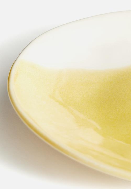 H&M - Hand-painted stoneware plate - yellow/two-toned