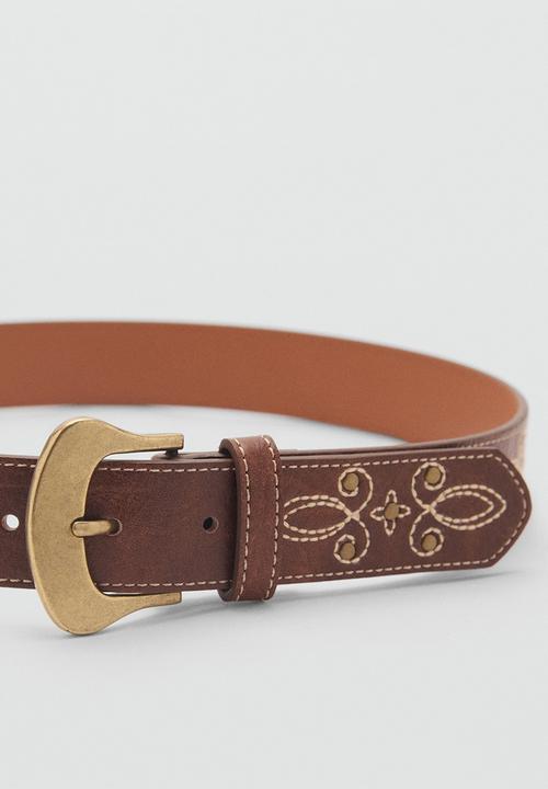 MANGO - Belt flores - brown