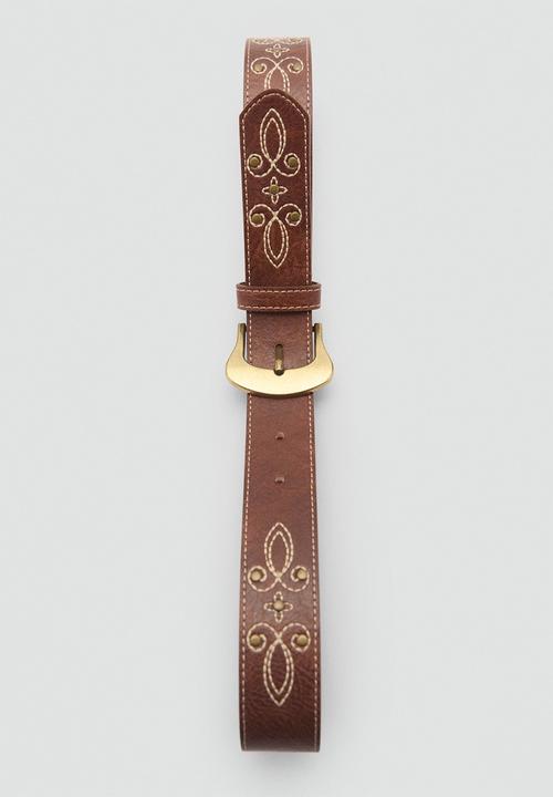 MANGO - Belt flores - brown
