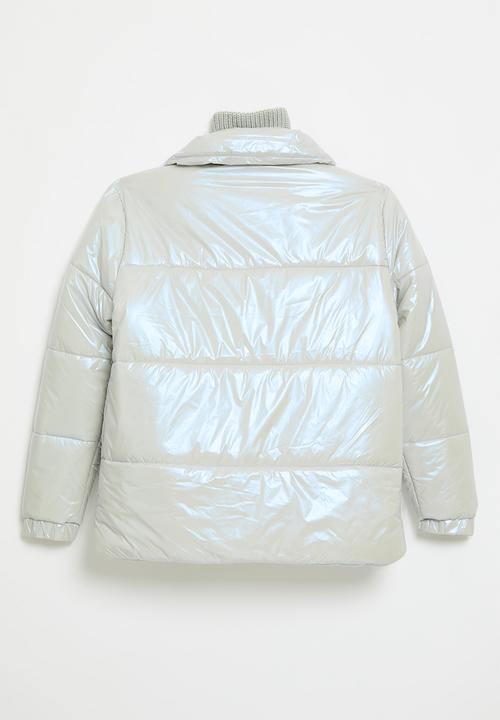 POLO - Girls jamie twofer puffer jacket - silver grey