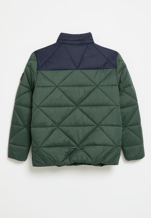 POLO - Boys whyatt colour blocked puffer jacket - forest green