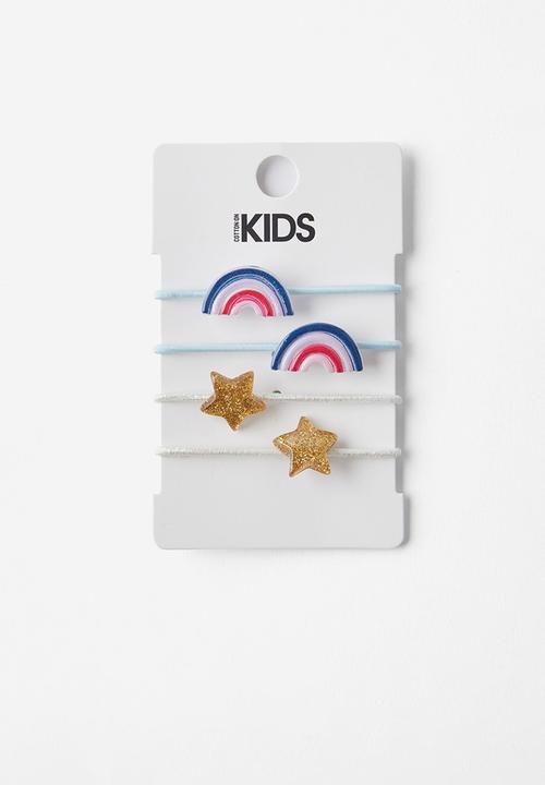 Cotton On - Hannah hair ties - retro rainbows & glitter stars
