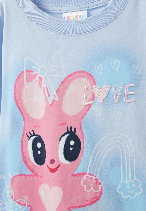 Cotton On - License drop shoulder short sleeve tee - lcn isc bunny love/dawn blue