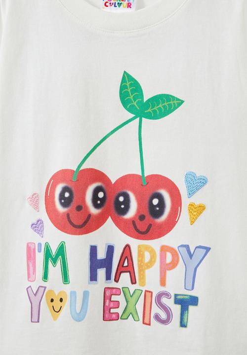 Cotton On - License drop shoulder short sleeve tee - lcn isc happy cherries/vanilla