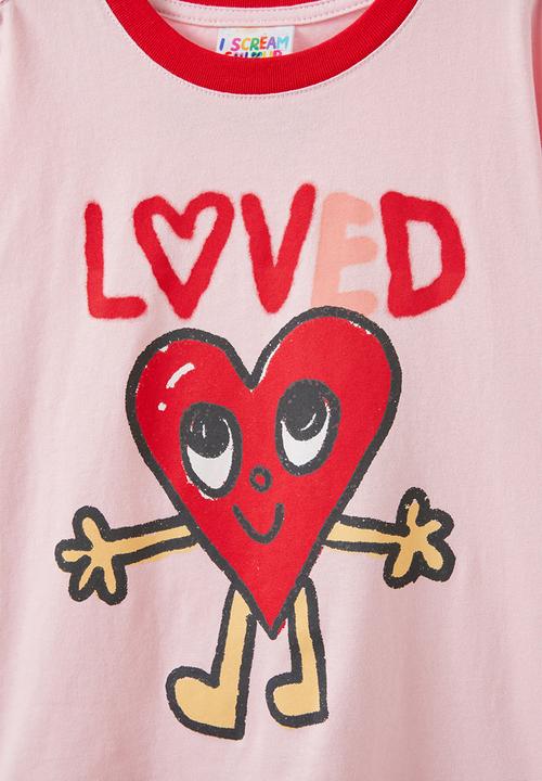 Cotton On - License drop shoulder short sleeve tee - lcn isc love heart/blush pink