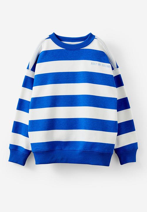 Cotton On - Sammy oversize crew - dark vanilla/harbour blue stripe/keep rolling