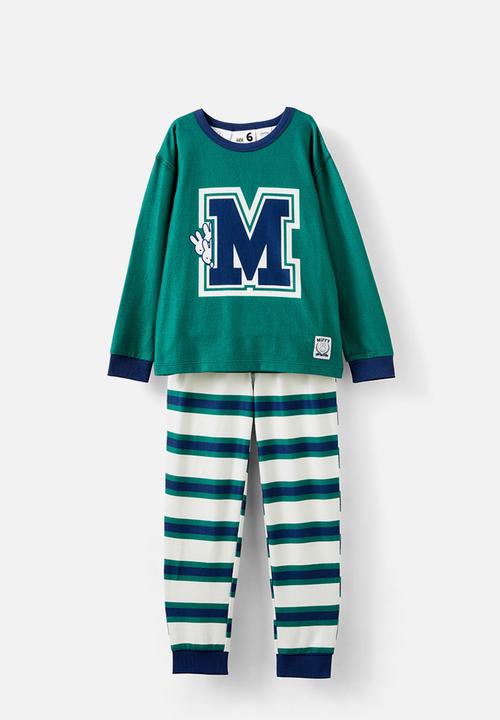 Cotton On - Chuck long sleeve pyjama set licensed - lcn mif varsity green/ peekaboo miffy