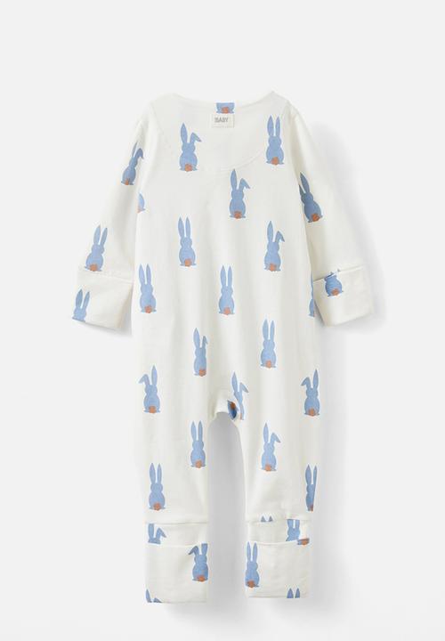 Cotton On - The long sleeve zip romper - dusty blue/bunny tails