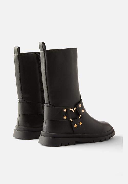 Cotton On - Betty biker boot - black/gold