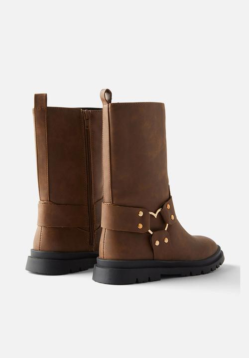 Cotton On - Betty biker boot - tan/gold