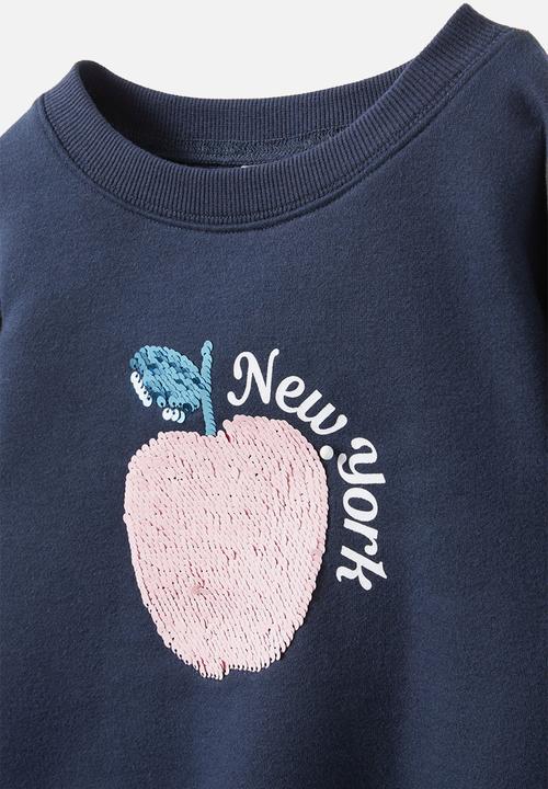 Cotton On - Dusty fleece crew - squid ink/new york apple