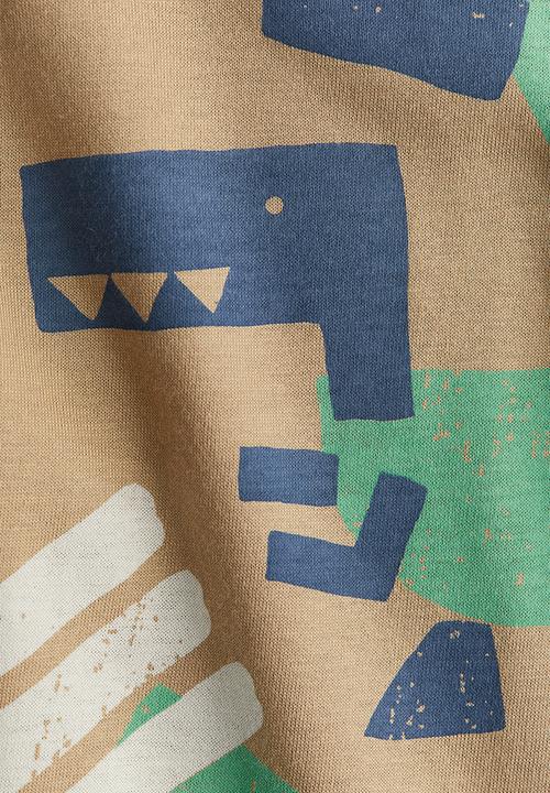 H&M - Printed jersey top - beige dinosaurs