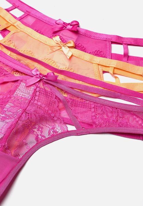Hunkemoller - 3 Pack string r - pink & orange