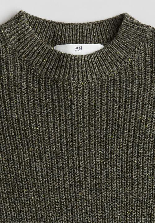 H&M - Rib-knit cotton jumper - dark khaki green