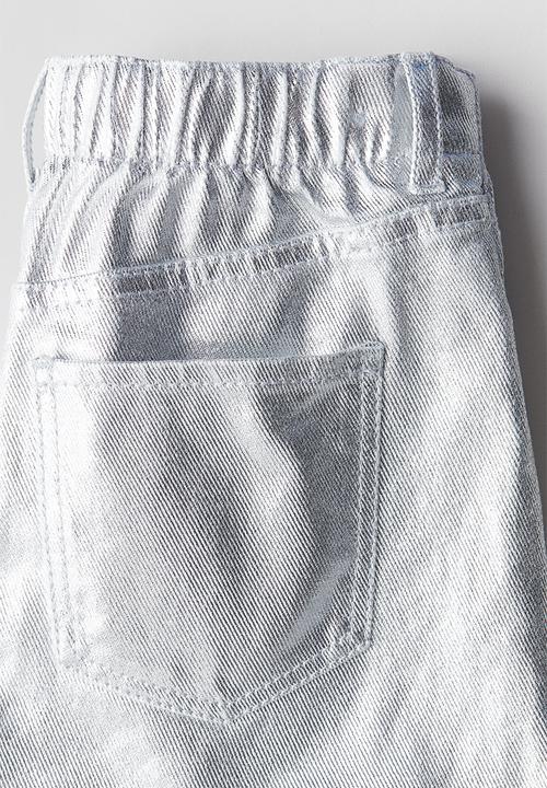 H&M - Shimmering denim skirt - silver-coloured