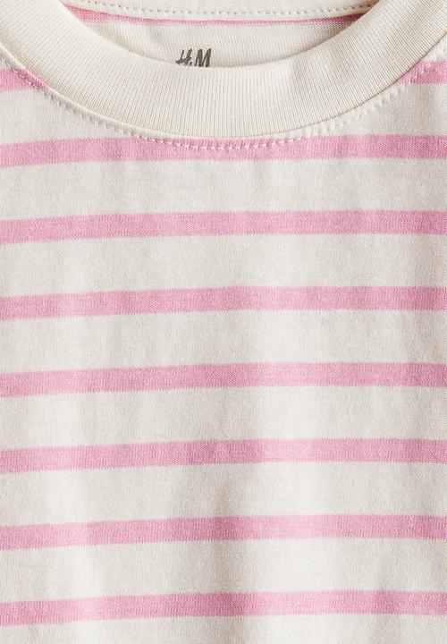 H&M - Boxy cotton T-shirt - light pink striped